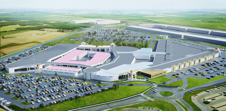On top of three additional entrances, a link building is being constructed between two previously separate components, the Parndorf Fashion Outlet Mall and the Parndorf Fashion Outlet Village. Image: Architekt Kroh