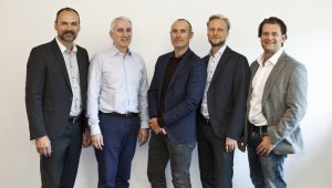 Adam Pearce (in the middle) with Kintyre’s management team (from left to right): Ted Walle (Partner in Berlin), Paul Shiels (Managing Partner in London), Marius Ohlsen (Partner in Frankfurt), and Johannes Nendel (Managing Partner in Berlin). Image: Kintyre