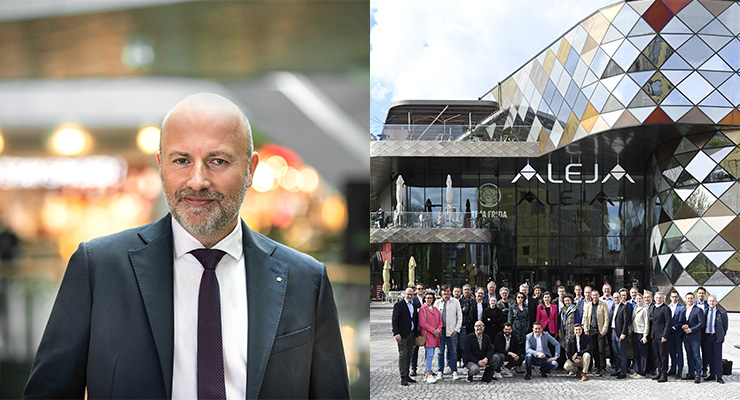 Christoph Andexlinger, CEO of SES, and chairman of ACSP (left), group picture at ALEJA shopping mall, Ljubljana (right) /// credit: ACSP