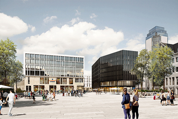 HBB is developing the Husemann Karree business district in downtown Bochum. /// CGI credit: HBB