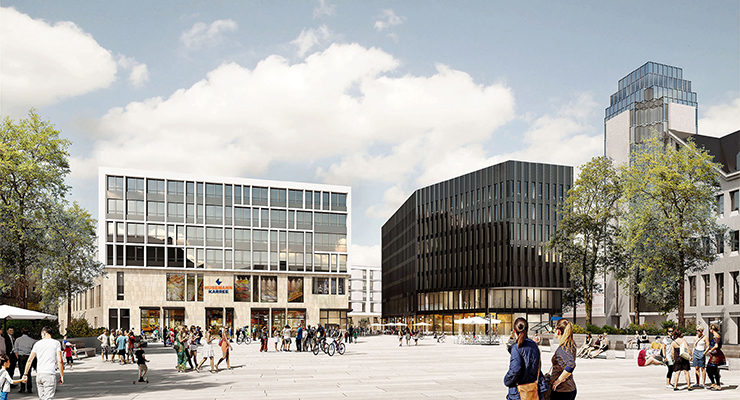 HBB is developing the Husemann Karree business district in downtown Bochum. /// CGI credit: HBB