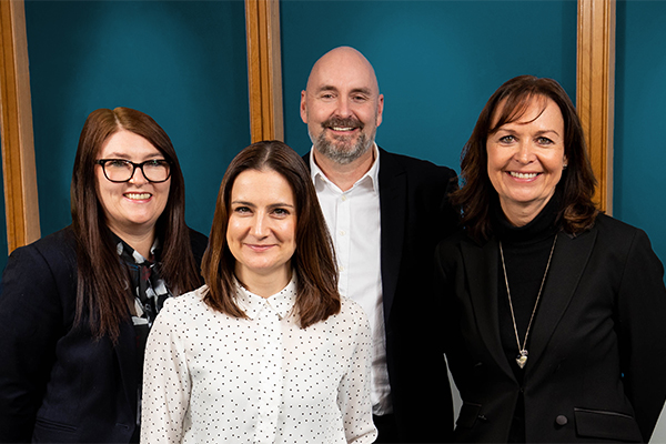 From left to right, Louise Evans, Emma Galleymore, Jon Abbott, and Christine Grace of Realm´s Leasing Team. /// credit: Redwood Consulting