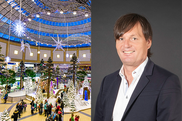 Festive Decoration at Allee-Center Leipzig, Germany (left), Thomas Mark, President of MK Illumination (right) /// credit: MK Illumination
