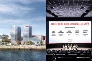 Westfield Hamburg-Überseequartier design (left), Westfield Shopping City Süd B2B-Opening with Panel-Discussion (right) /// credit: URW