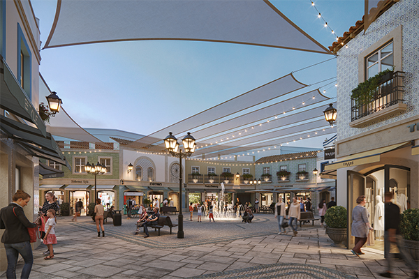 Designer Outlet Algarve, new plaza in the center extension, opening 2025. /// credit: ROS Retail Outlet Shopping