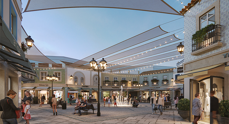 Designer Outlet Algarve, new plaza in the center extension, opening 2025. /// credit: ROS Retail Outlet Shopping