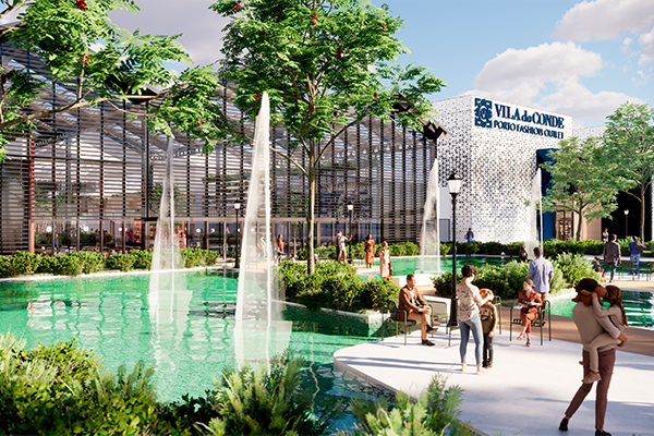 Outside the covered mall, new gardens will feature fountains and a lake bordered by trees, where guests can relax and enjoy the native planting. /// credit: VIA Outlets