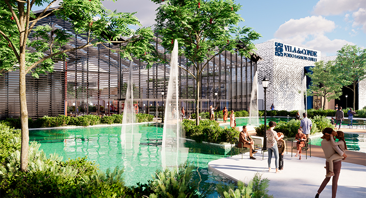 Outside the covered mall, new gardens will feature fountains and a lake bordered by trees, where guests can relax and enjoy the native planting. /// credit: VIA Outlets