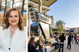 Joanna Fisher, CEO of ECE Marketplaces (left), "Food Garden" at Main-Taunus-Zentrum in Germany (right). /// credit: ECE Marketplaces