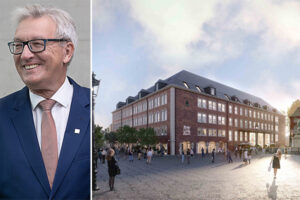 Silvio Kirchmair, CEO of umdasch The Store Makers (left), "Kämmerei" in Düsseldorf, Germany (right). /// credit: umdasch The Store Makers, Art-Invest Real Estate