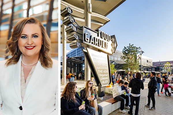 Joanna Fisher, CEO of ECE Marketplaces (left), "Food Garden" at Main-Taunus-Zentrum in Germany (right). /// credit: ECE Marketplaces
