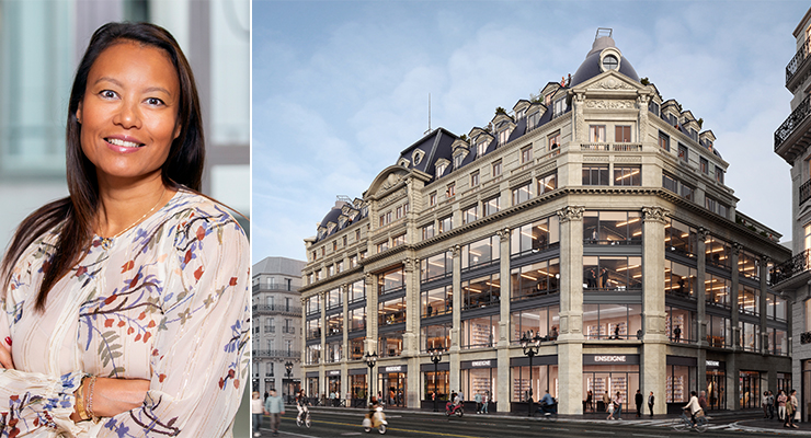Priscilla Tomasoa, Head of Marketing & Communications at Redevco (left), Beats per Minute (BPM) development project at Rue de Rivoli, Paris (right). /// credit: Redevco