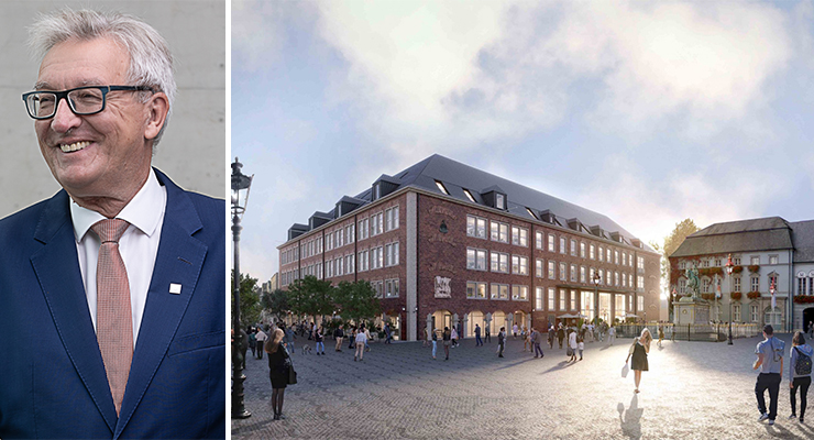 Silvio Kirchmair, CEO of umdasch The Store Makers (left), "Kämmerei" in Düsseldorf, Germany (right). /// credit: umdasch The Store Makers, Art-Invest Real Estate