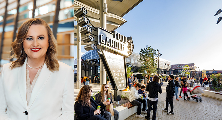 Joanna Fisher, CEO of ECE Marketplaces (left), "Food Garden" at Main-Taunus-Zentrum in Germany (right). /// credit: ECE Marketplaces