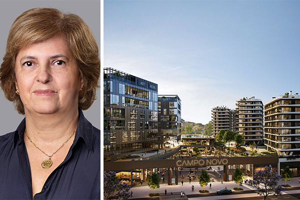 Cristina Santos, Executive Director, Property Management & Leasing at Sonae Sierra (left), Campo Novo in Lisbon, Portugal (right). /// credit: Sonae Sierra