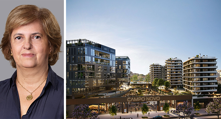 Cristina Santos, Executive Director, Property Management & Leasing at Sonae Sierra (left), Campo Novo in Lisbon, Portugal (right). /// credit: Sonae Sierra