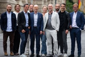 From left to right: Marco Schulz (Managing Partner, Elaboratum), Elin Kiw (Partner & Head of Communication, Eidra), Rainer Volland (Managing Partner, Elaboratum), Christer Björk (Partner & Head of Commercial, Eidra), Prof. Dr. Klaus Gutknecht (Founder, Elaboratum), Frida Lundh (Chief People & Culture Officer, Eidra), Mattias Olofssen (CEO, Eidra), Joachim Stalph (Managing Partner, Elaboratum), Dr. Philipp Spreer (Managing Partner, Elaboratum), Thorsten Harras (Managing Partner, Elaboratum). /// credit: Elaboratum