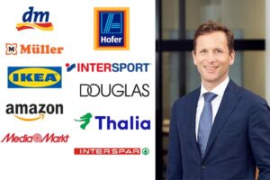 Left: Top 10 retailers of 2025 in Austria, Right: Nikolaus Köchelhuber, Partner bei EY-Parthenon /// Credit: EY/Christina Häusler