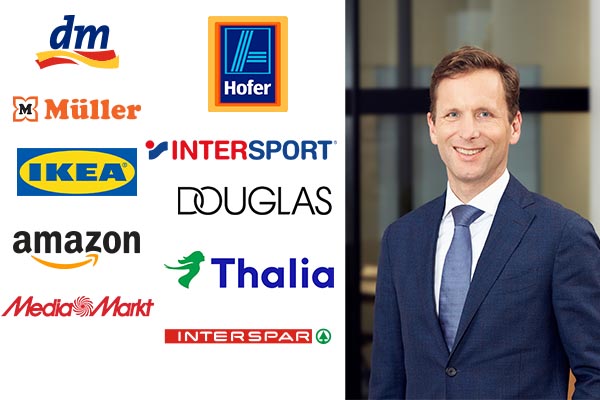 Left: Top 10 retailers of 2025 in Austria, Right: Nikolaus Köchelhuber, Partner bei EY-Parthenon /// Credit: EY/Christina Häusler