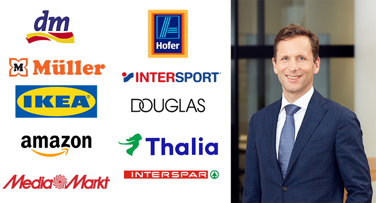 Left: Top 10 retailers of 2025 in Austria, Right: Nikolaus Köchelhuber, Partner bei EY-Parthenon /// Credit: EY/Christina Häusler