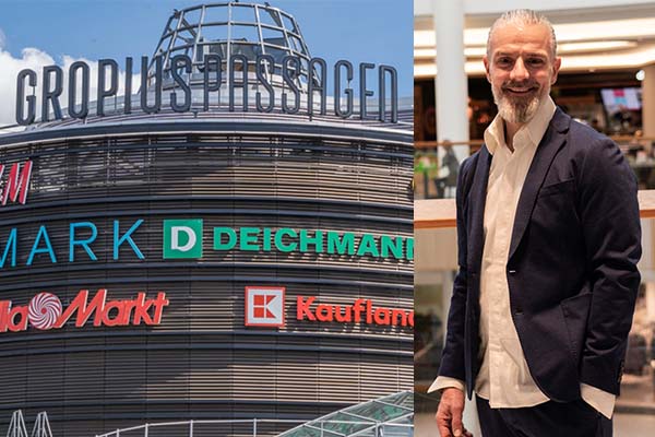 Left: Facade of Gropius Passagen, Right: Christian Danne /// Credit: Gropius Passagen