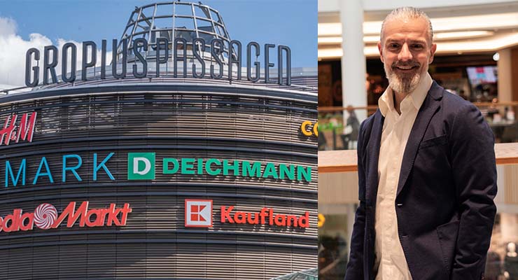 Left: Facade of Gropius Passagen, Right: Christian Danne /// Credit: Gropius Passagen