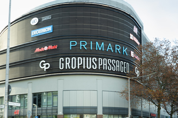 Facade of Gropius Passagen in Berlin, Germany /// © Gropius Passagen