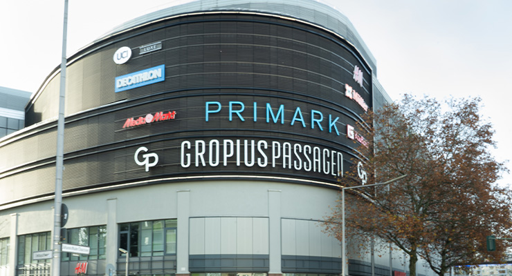 Facade of Gropius Passagen in Berlin, Germany /// © Gropius Passagen